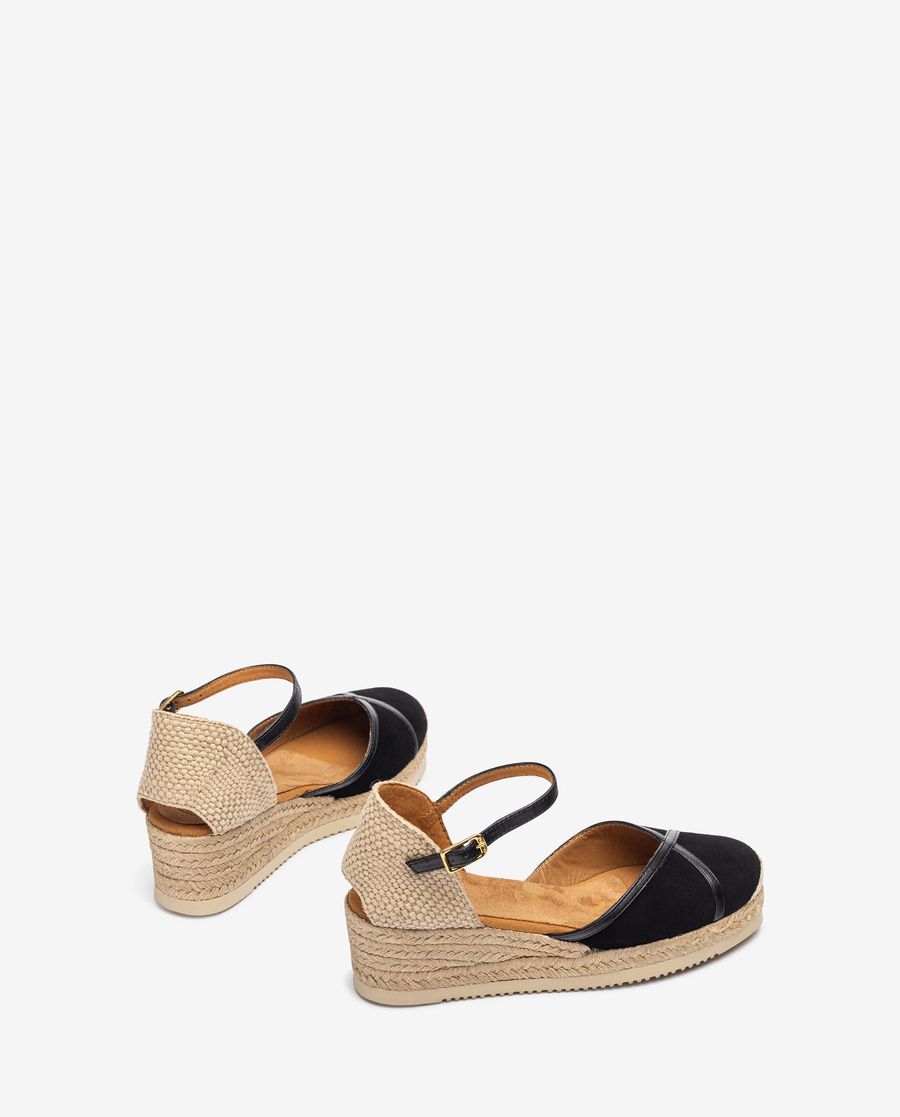 Espadrilles Unisa en cuir et daim pour femme - Noir