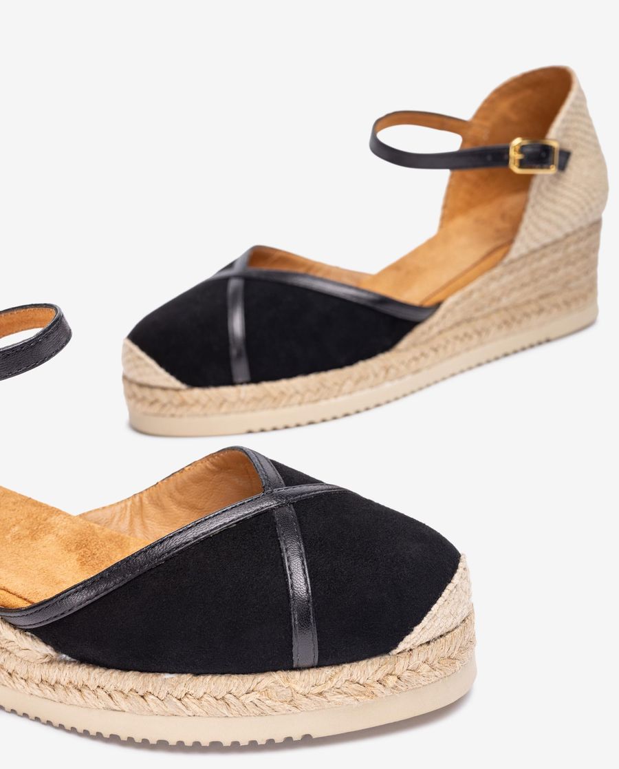 Espadrilles Unisa en cuir et daim pour femme - Noir