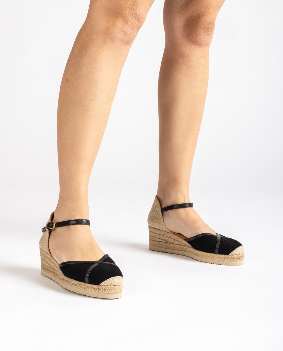 Espadrilles Unisa en cuir et daim pour femme - Noir
