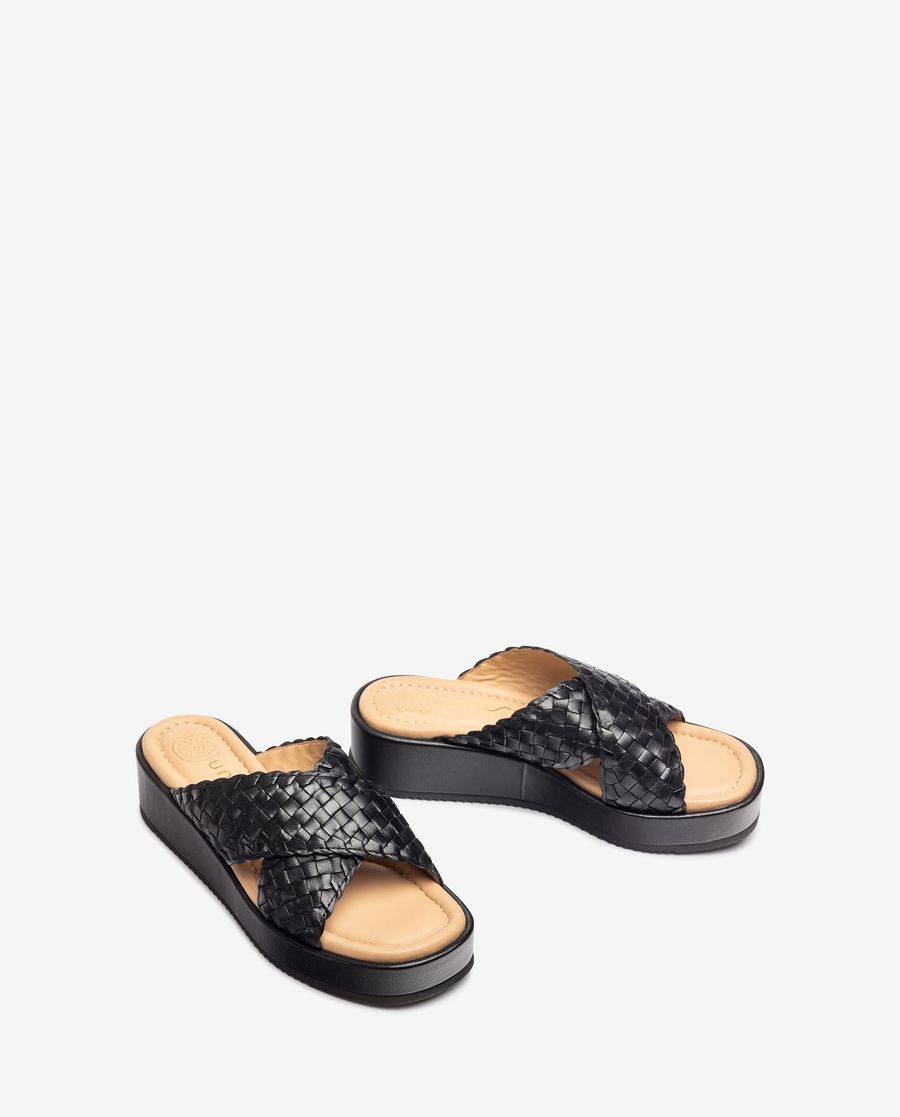 Sandales larges tressées Unisa pour femme - Noir
