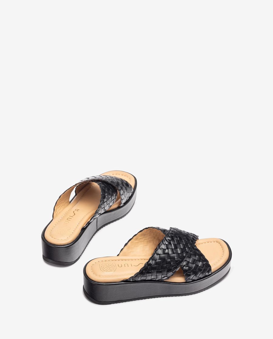 Sandales larges tressées Unisa pour femme - Noir