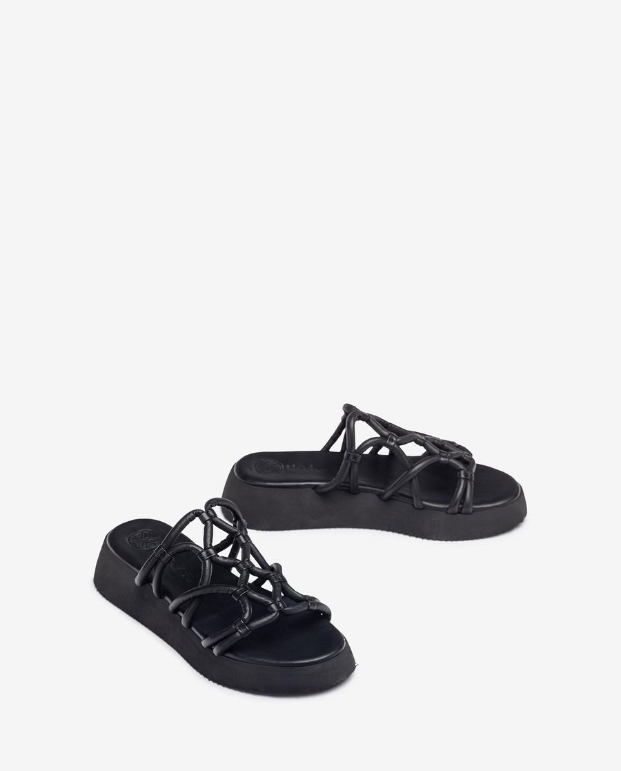 Sandales à lanières métallisées Unisa pour femme - Noir