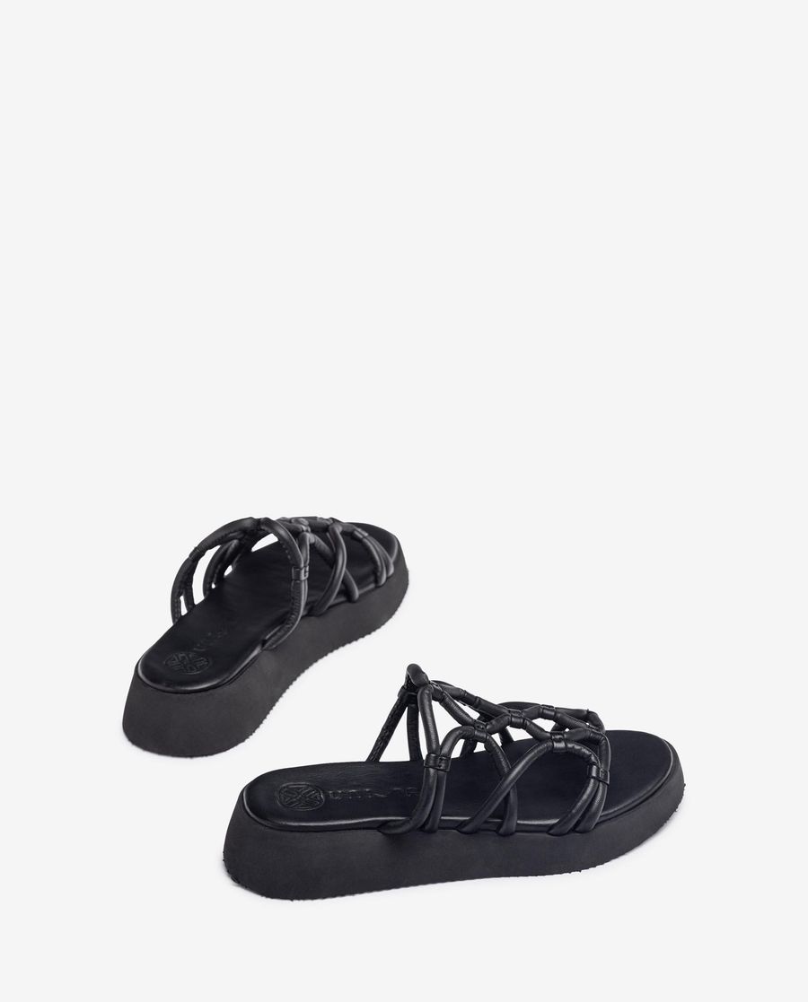 Sandales à lanières métallisées Unisa pour femme - Noir