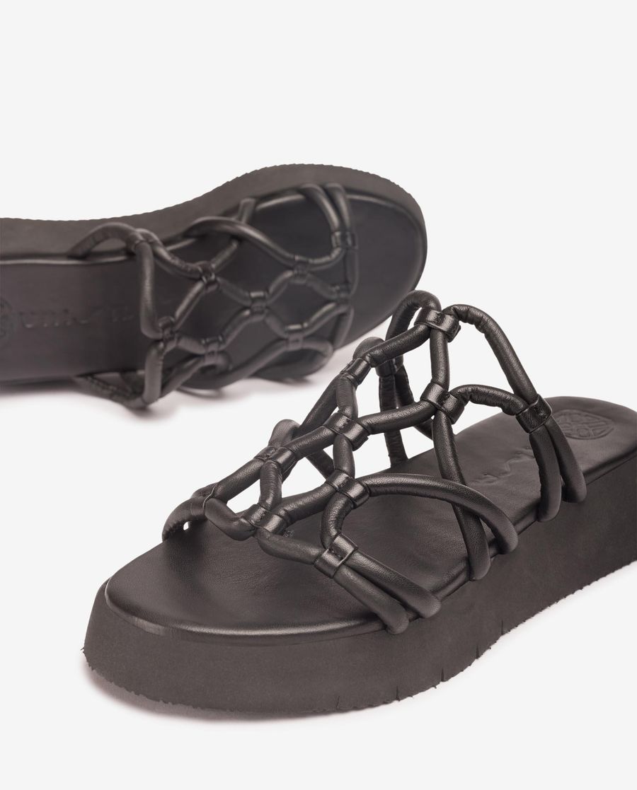 Sandales à lanières métallisées Unisa pour femme - Noir