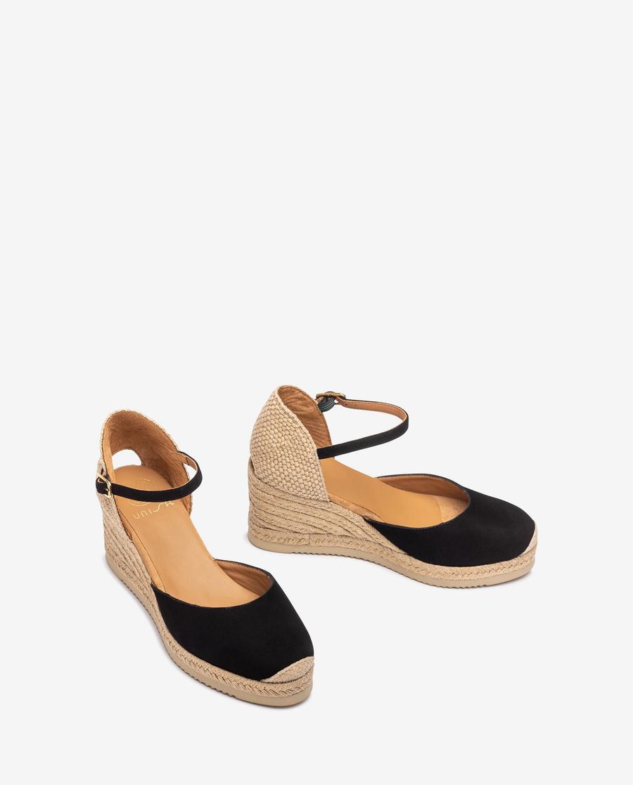Espadrilles Unisa Femme en daim avec bride arrière - Noir