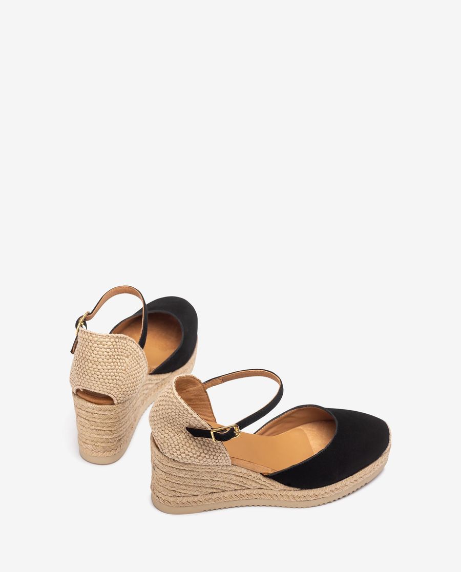 Espadrilles Unisa Femme en daim avec bride arrière - Noir