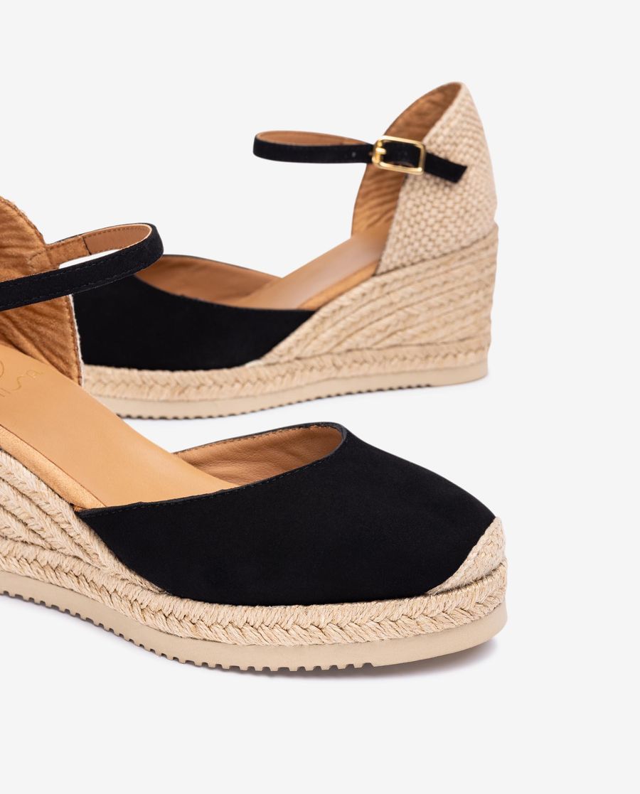 Espadrilles Unisa Femme en daim avec bride arrière - Noir