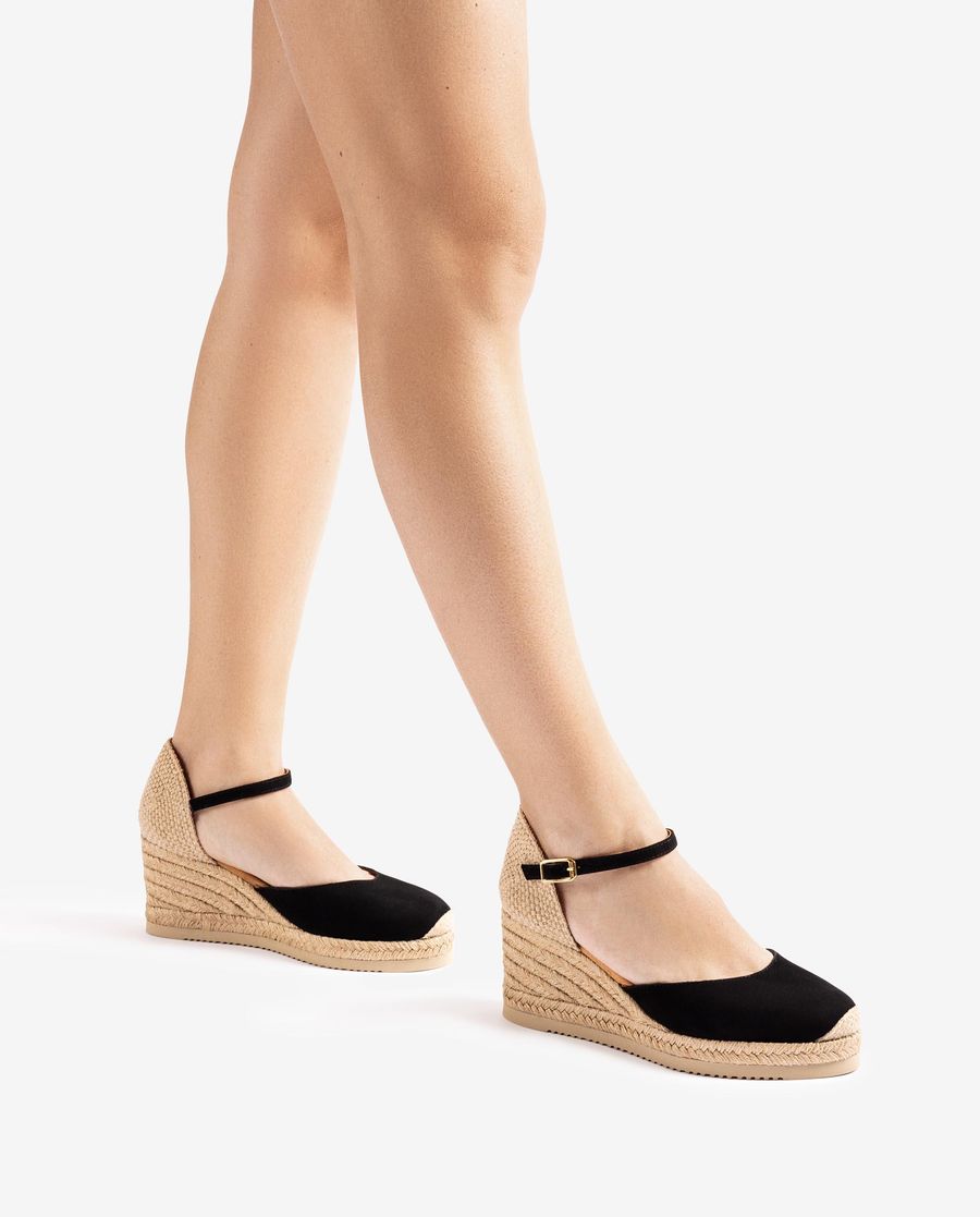 Espadrilles Unisa Femme en daim avec bride arrière - Noir