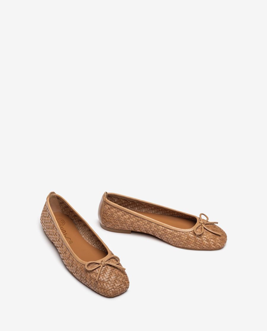 Ballerines Unisa en cuir tressé pour femme - Beige