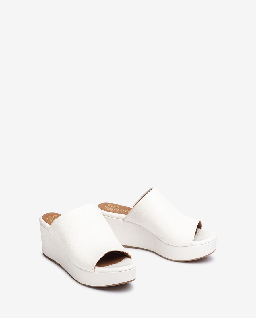 Sandales mules en cuir Unisa pour femme - Blanc