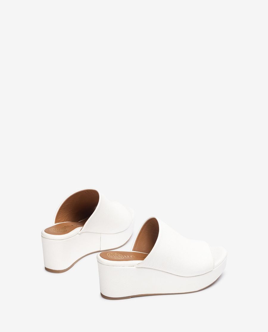 Sandales mules en cuir Unisa pour femme - Blanc