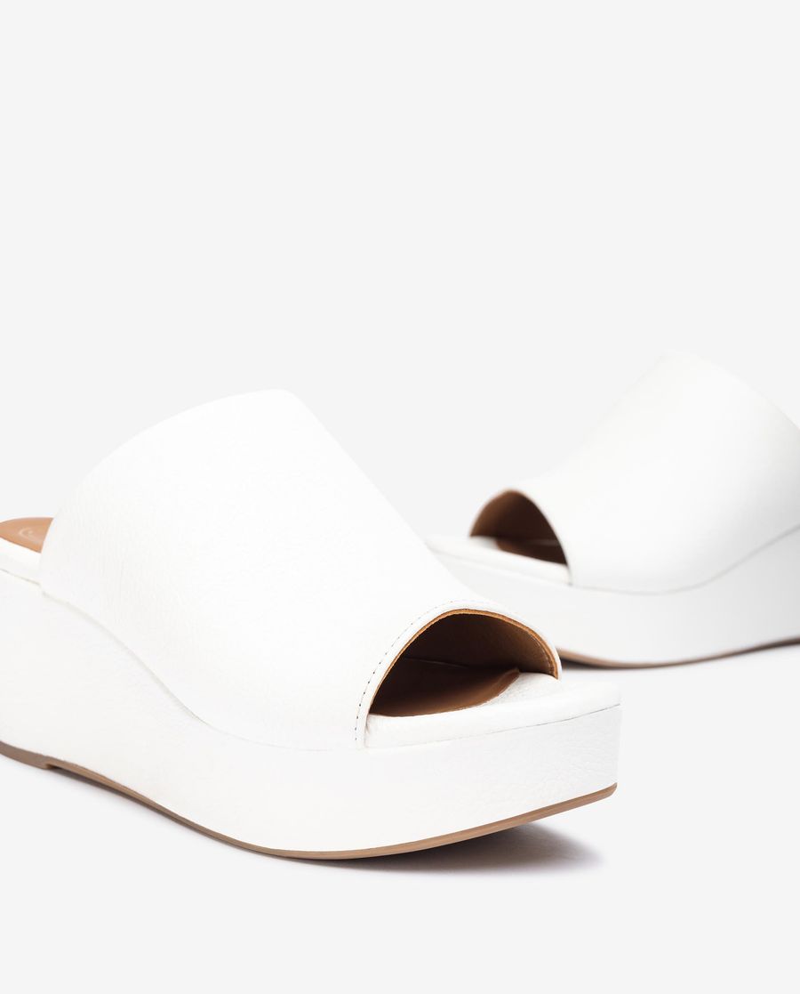 Sandales mules en cuir Unisa pour femme - Blanc