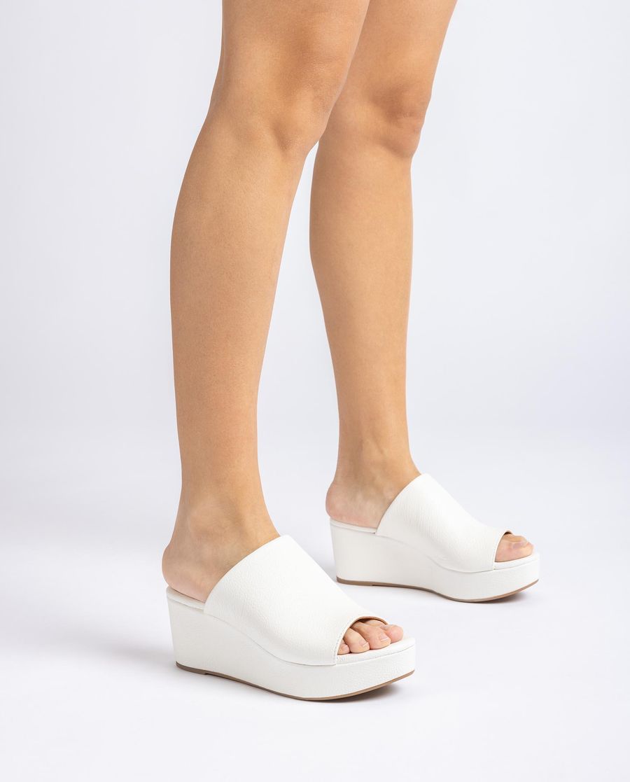 Sandales mules en cuir Unisa pour femme - Blanc