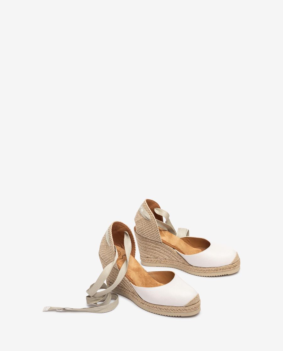 Espadrilles Unisa en cuir noué pour femme - Blanc