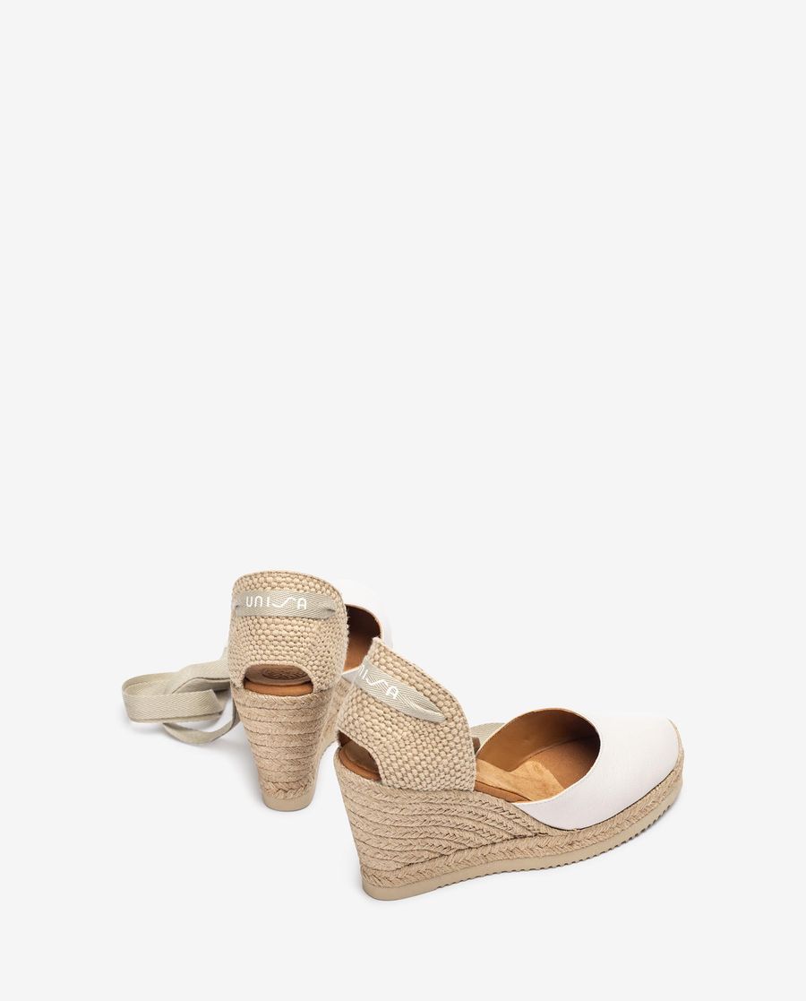 Espadrilles Unisa en cuir noué pour femme - Blanc