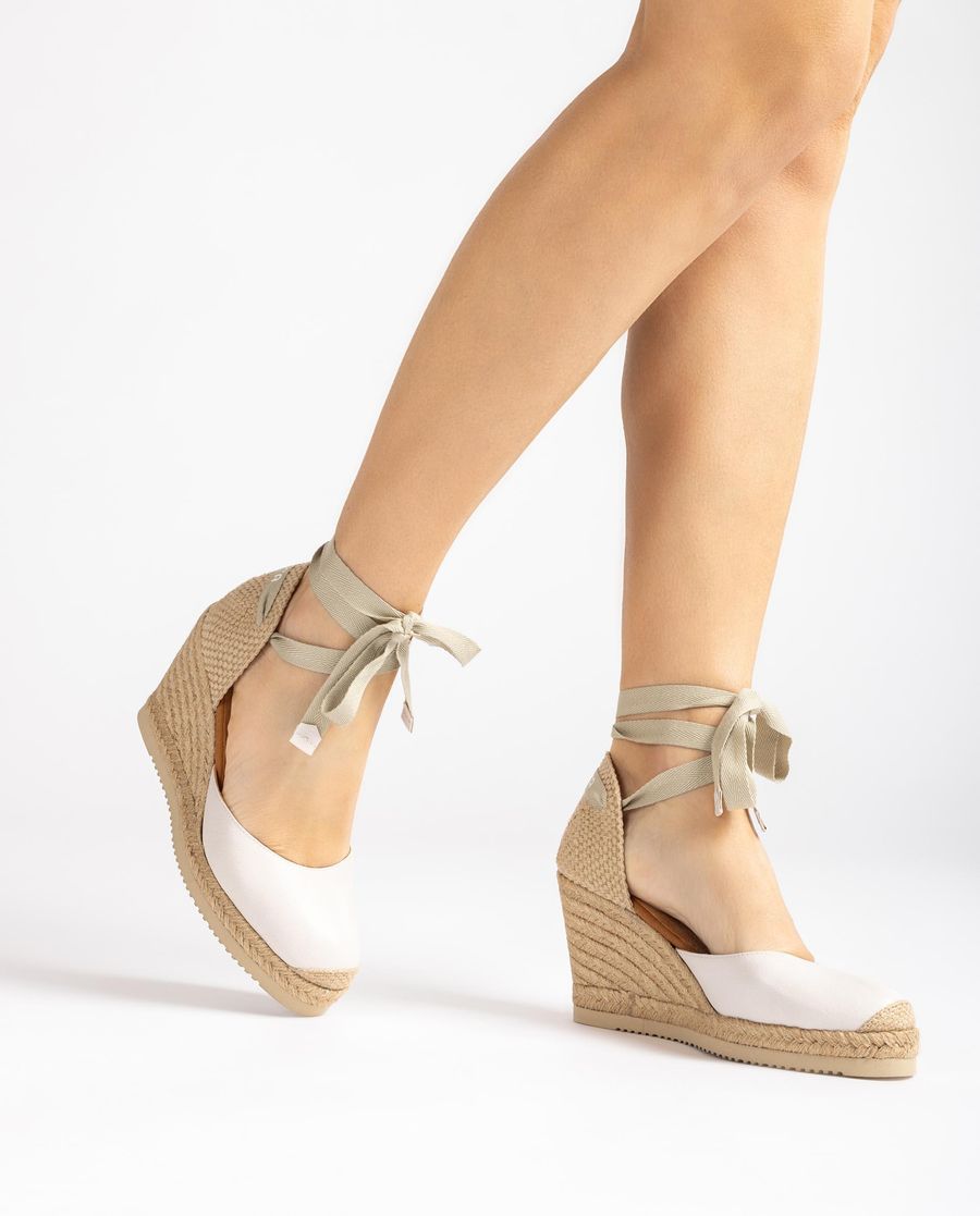 Espadrilles Unisa en cuir noué pour femme - Blanc