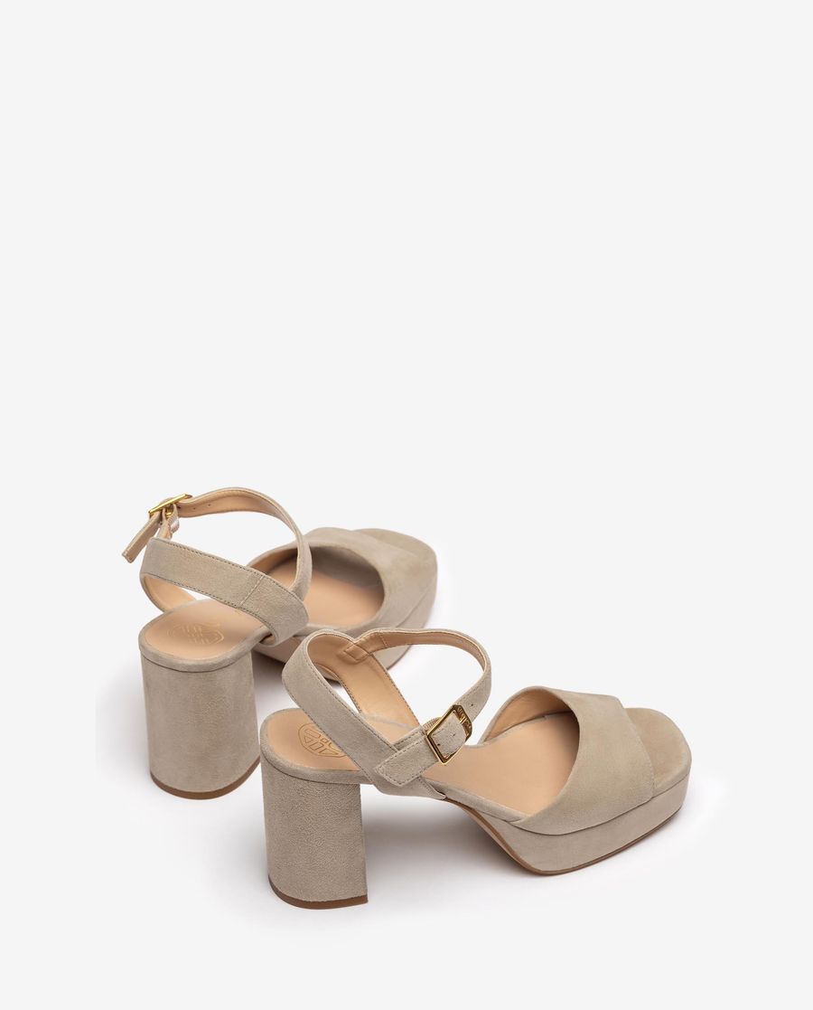 Sandales en cuir et talon carré Unisa pour femme - Beige
