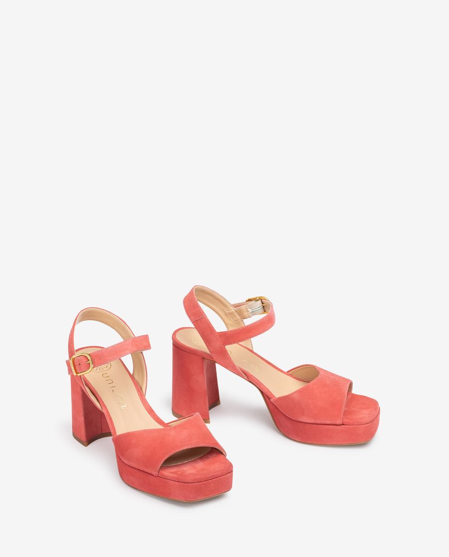 Sandales à talon carré en daim Unisa pour femme - Rose