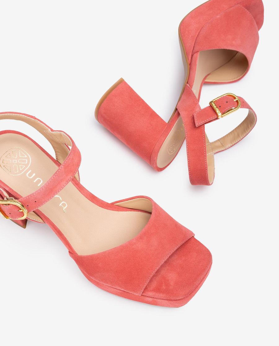 Sandales à talon carré en daim Unisa pour femme - Rose