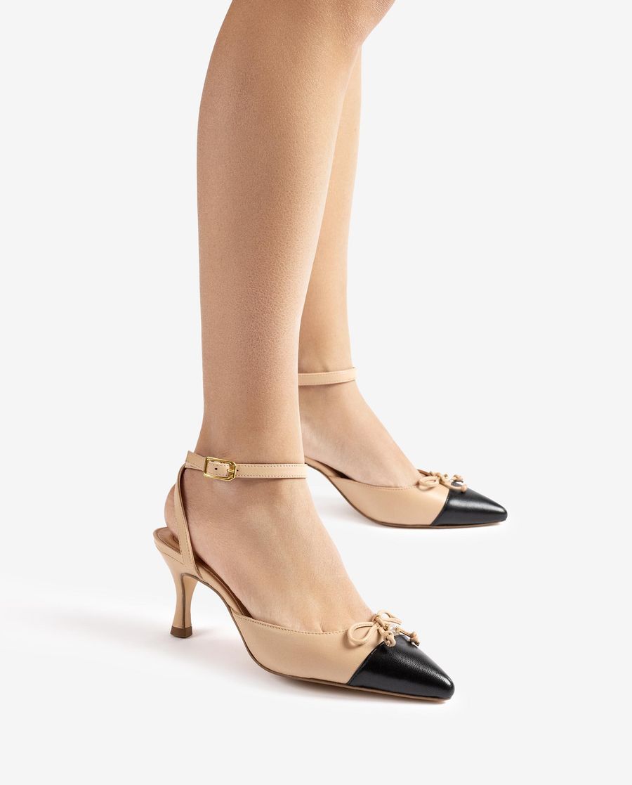 Escarpins Unisa bicolores à bride arrière et détails fantaisie pour femme - Beige