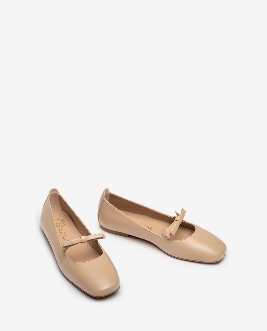 Ballerines Unisa à bout carré et nœud pour femme - Beige