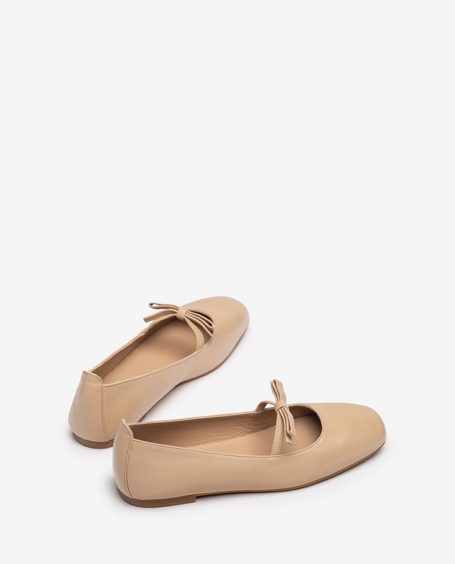 Ballerines Unisa à bout carré et nœud pour femme - Beige