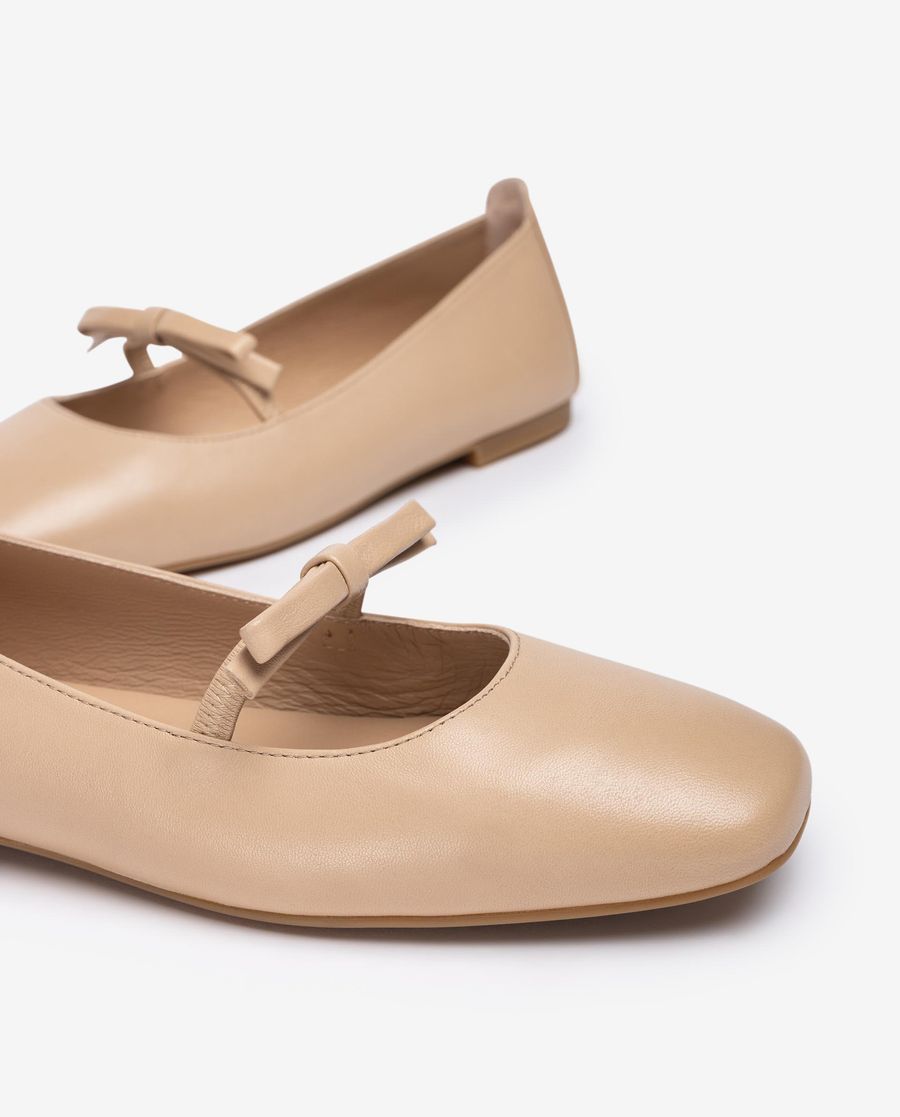 Ballerines Unisa à bout carré et nœud pour femme - Beige