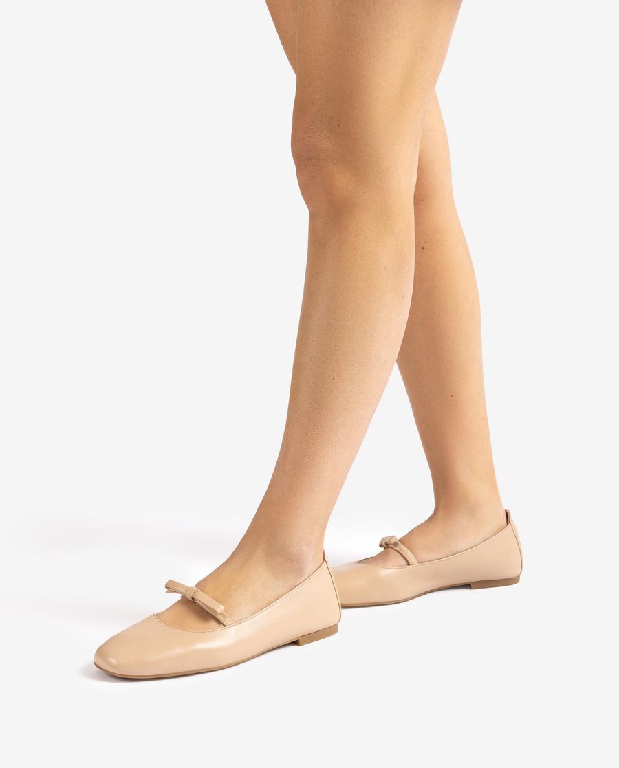 Ballerines Unisa à bout carré et nœud pour femme - Beige