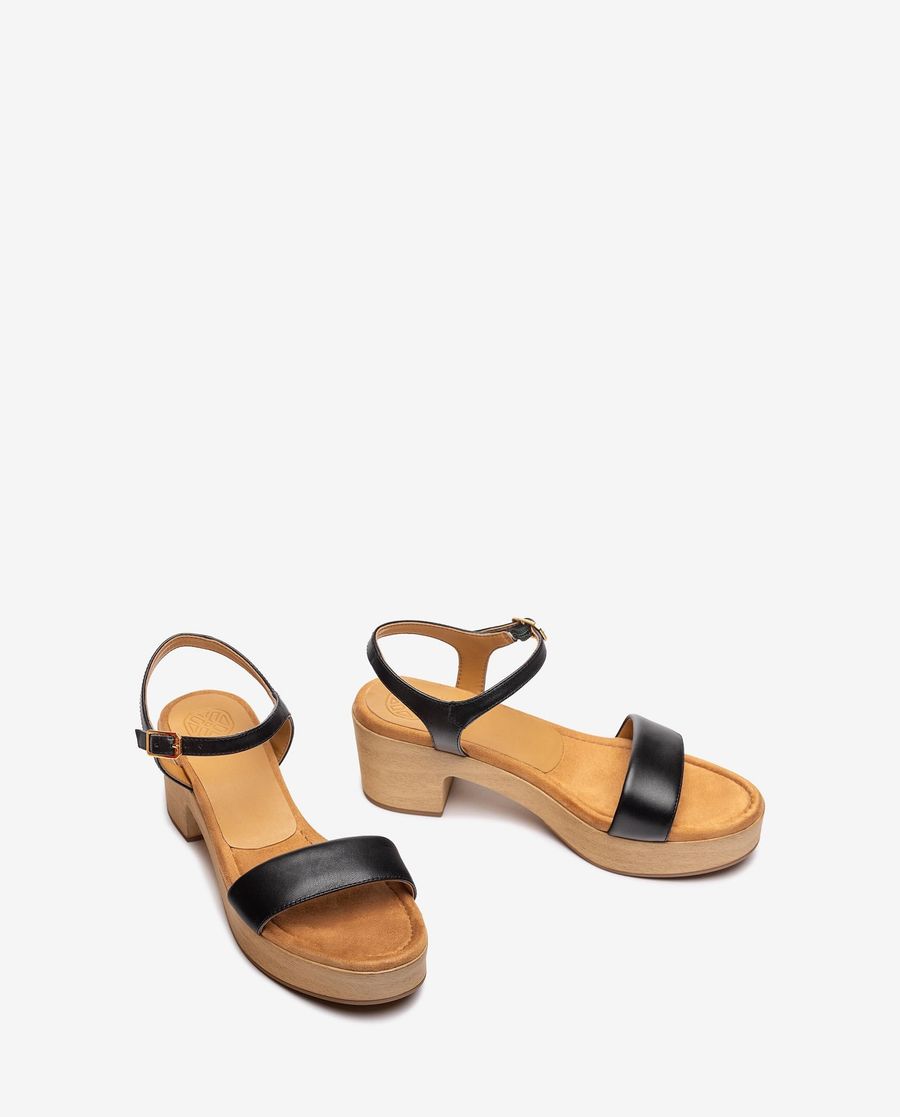Sandales Unisa effet bois pour femme - Noir