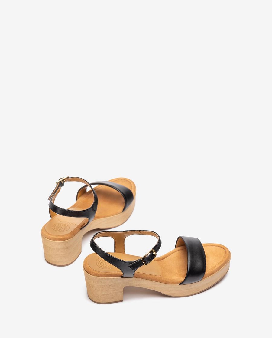 Sandales Unisa effet bois pour femme - Noir