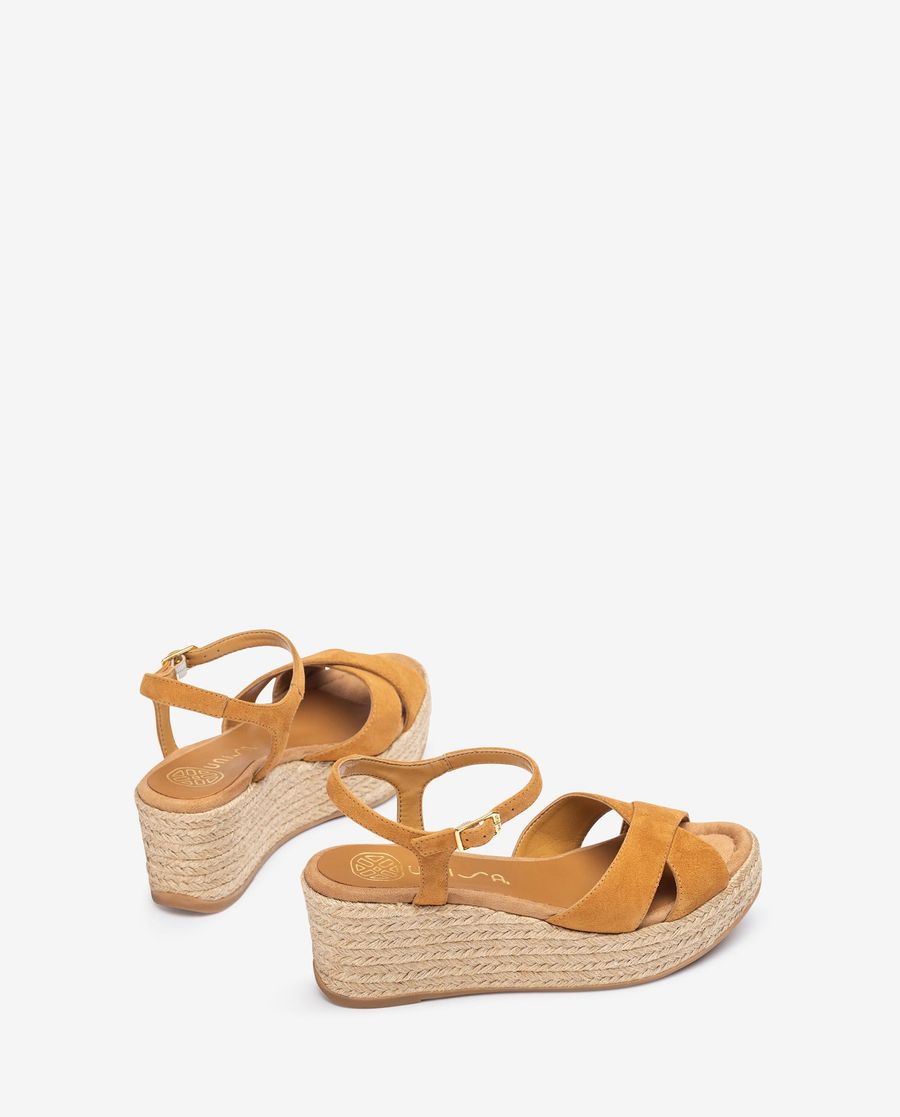 Sandales à brides croisées et raphia Unisa pour femme - Marron