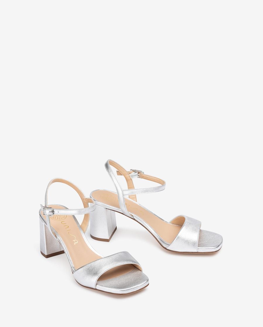 Sandales en cuir métallisé Unisa pour femme - Argent