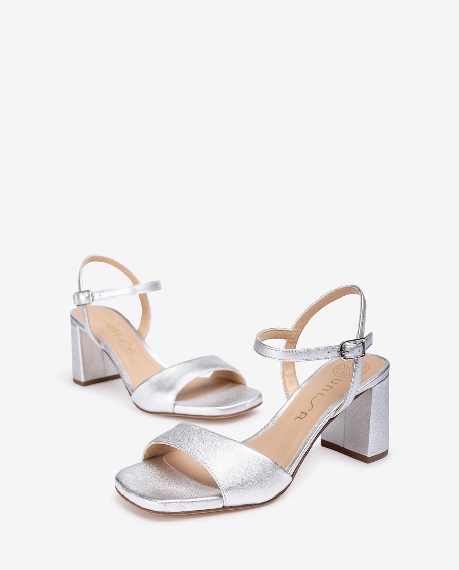 Sandales en cuir métallisé Unisa pour femme - Argent