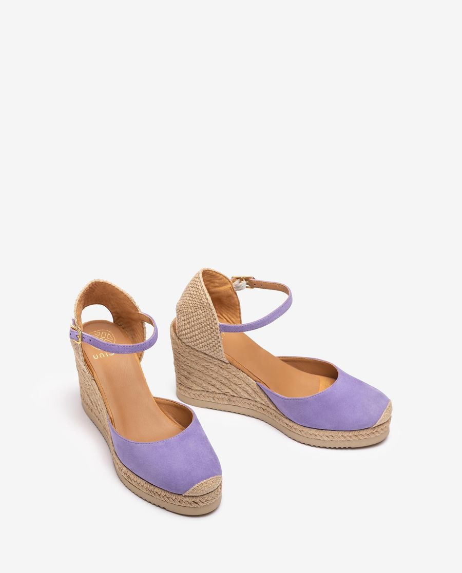 Espadrilles compensées en daim Unisa Femme - Lilas