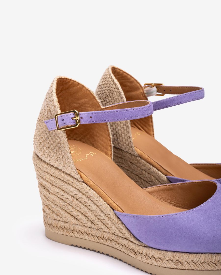 Espadrilles compensées en daim Unisa Femme - Lilas