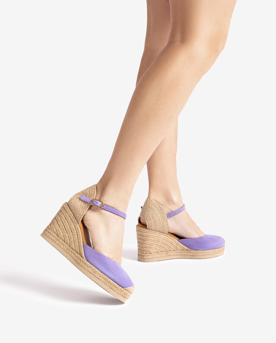 Espadrilles compensées en daim Unisa Femme - Lilas