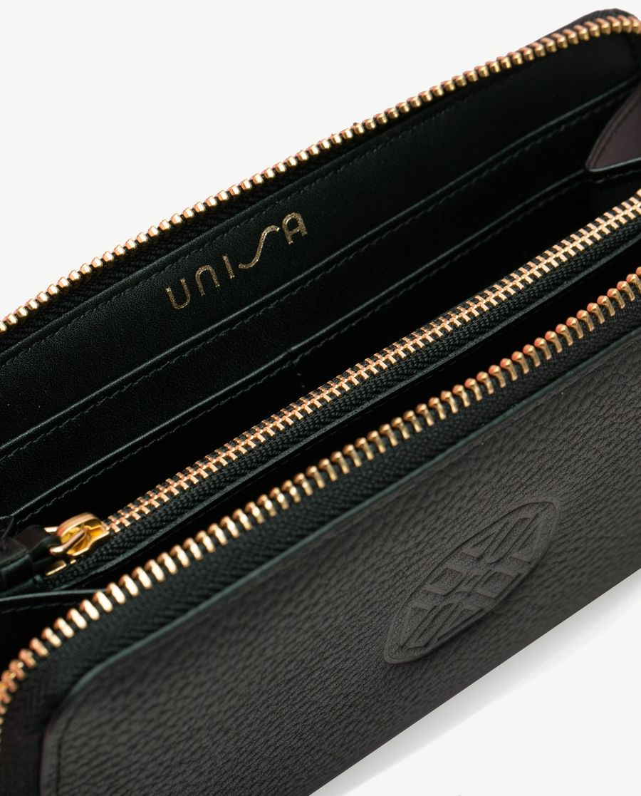 Portefeuille fin monogramme Unisa pour femme - Noir