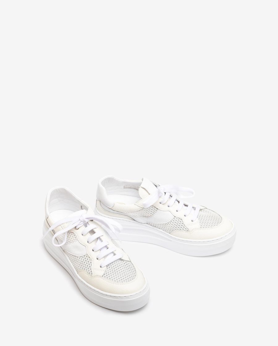 Baskets en cuir et résille Unisa Femme - Blanc