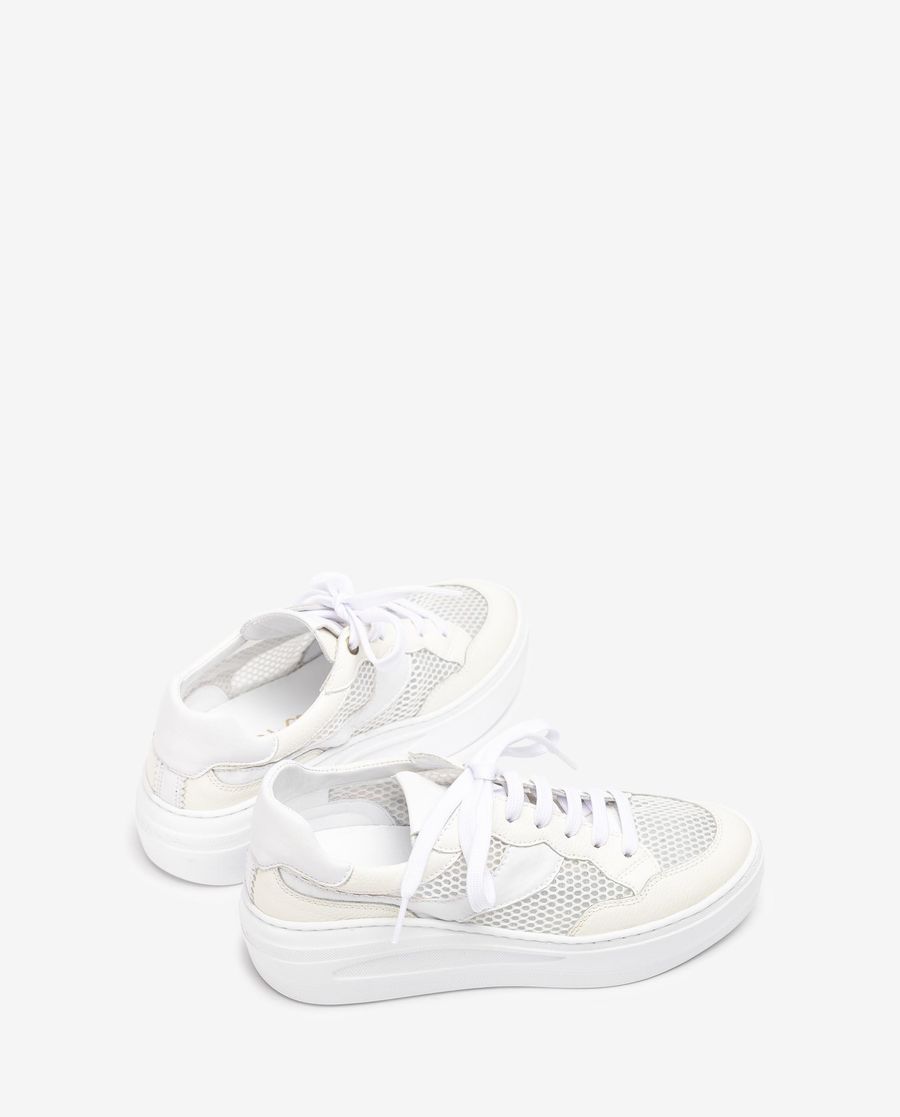 Baskets en cuir et résille Unisa Femme - Blanc