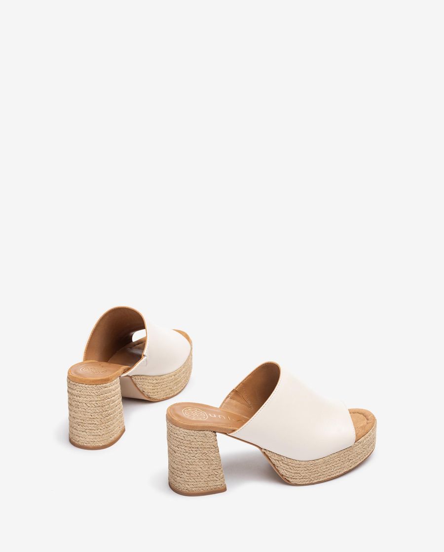 Sandales à plateforme et talon en jute naturel Unisa pour femme - Blanc