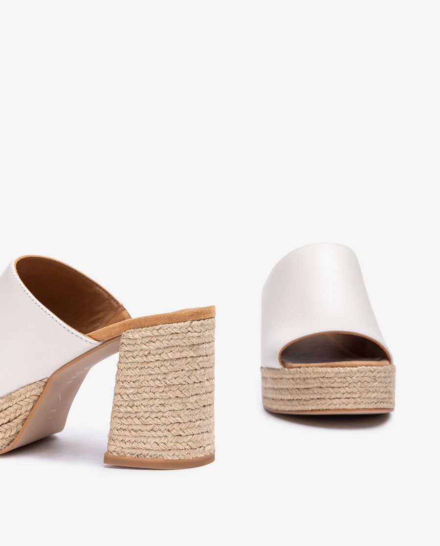 Sandales à plateforme et talon en jute naturel Unisa pour femme - Blanc
