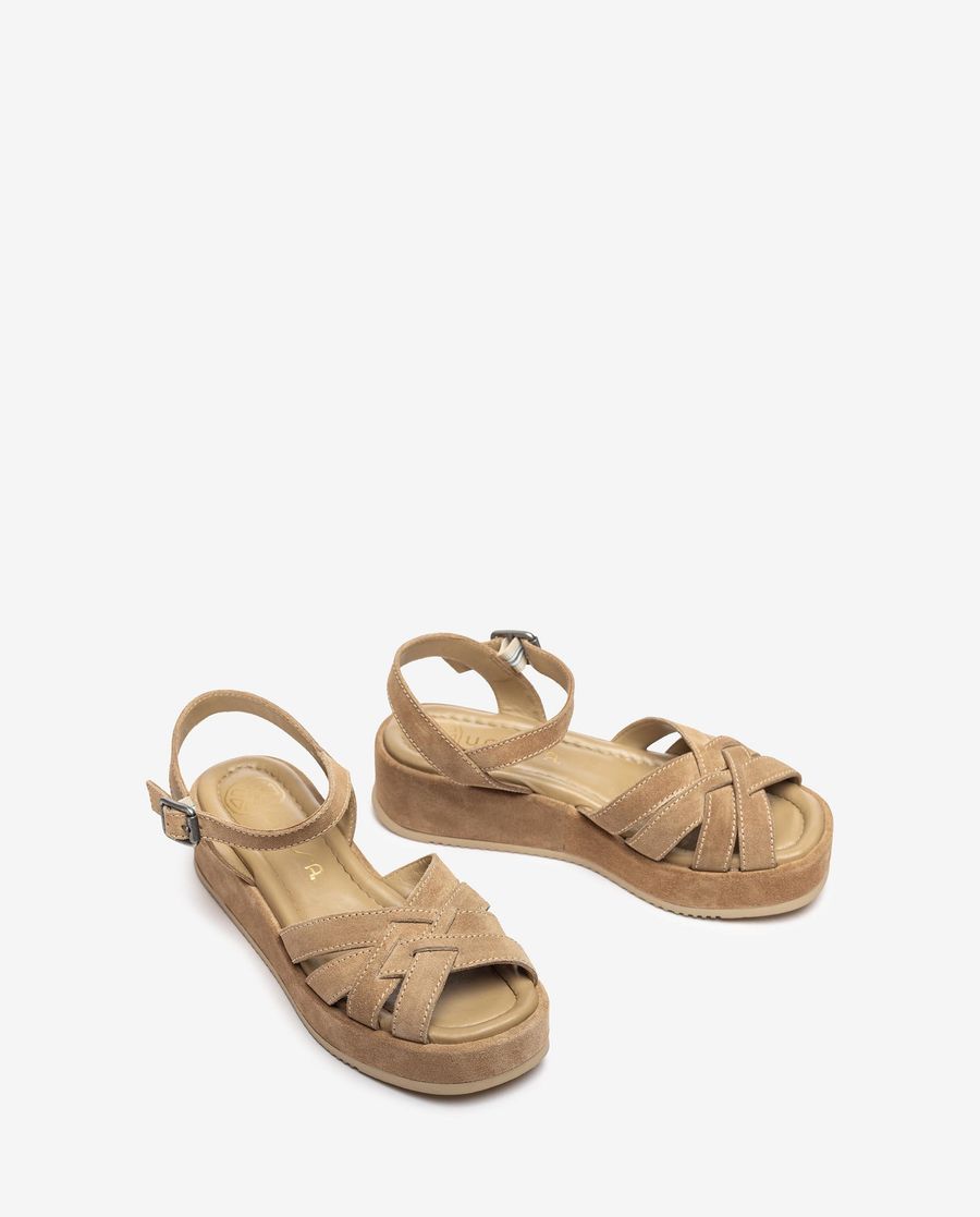 Sandales larges à boucles croisées pour femme Unisa - Beige