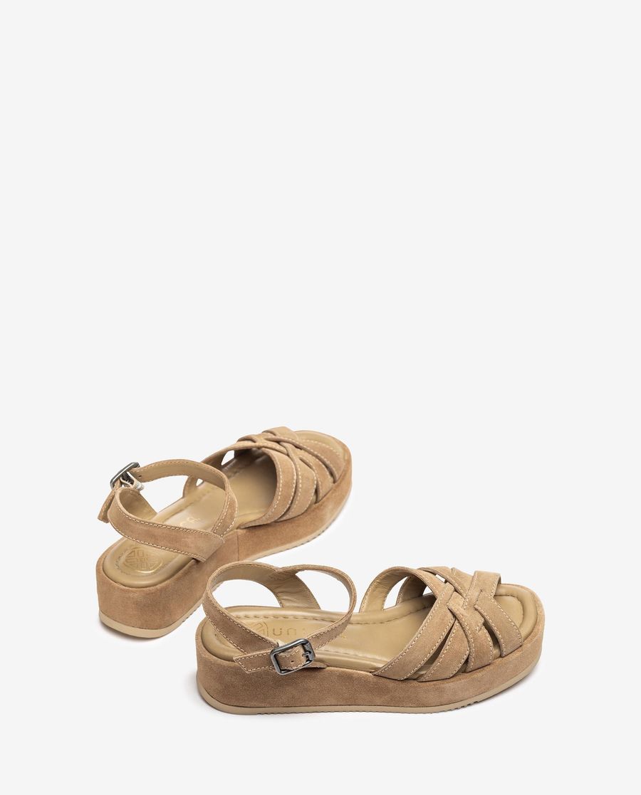 Sandales larges à boucles croisées pour femme Unisa - Beige