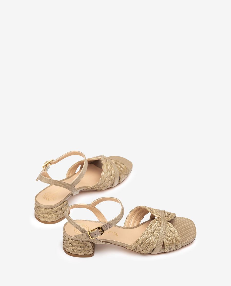 Sandales compensées en raphia Unisa pour femme - Marron