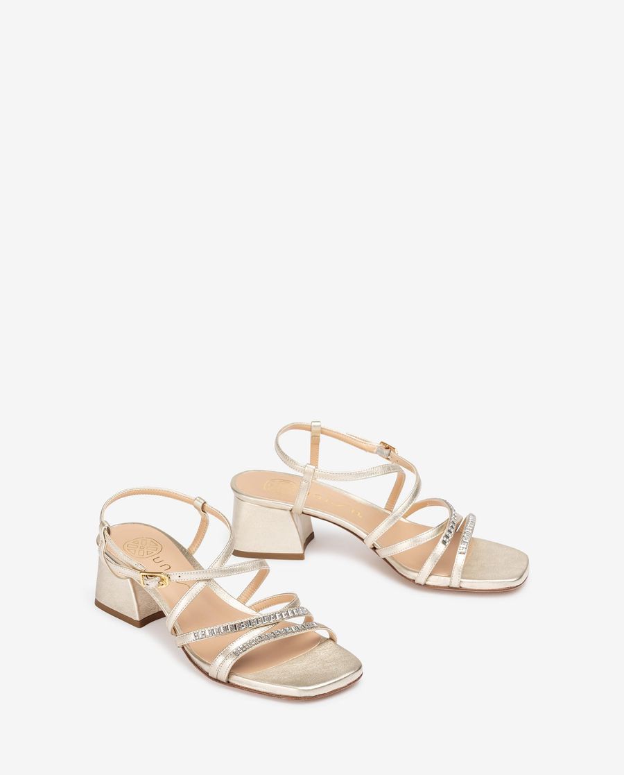 Sandales à brides en cristal Unisa pour femme - Doré
