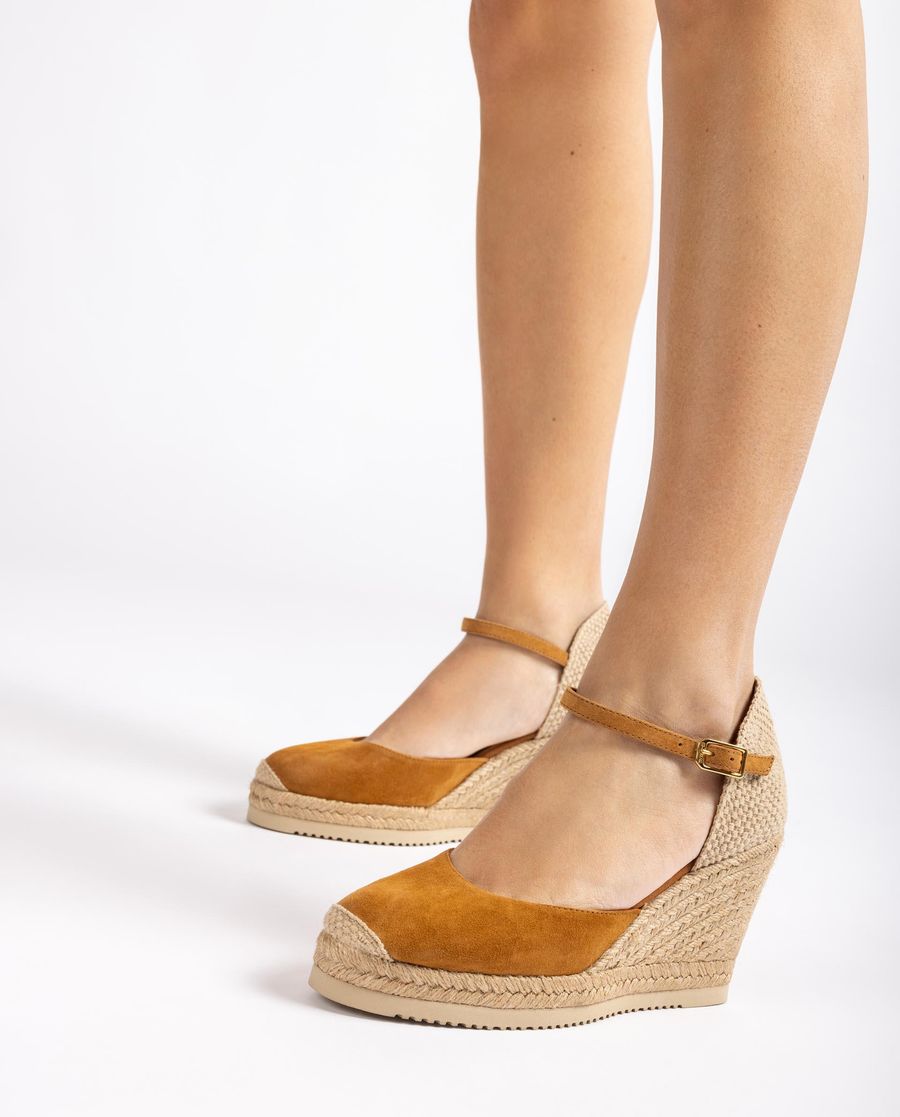 Espadrilles compensées en daim Unisa pour femme - Marron