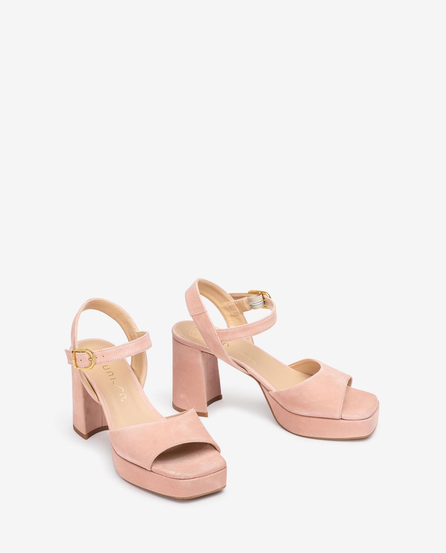 Sandales à talon carré en daim Unisa pour femme - Rose