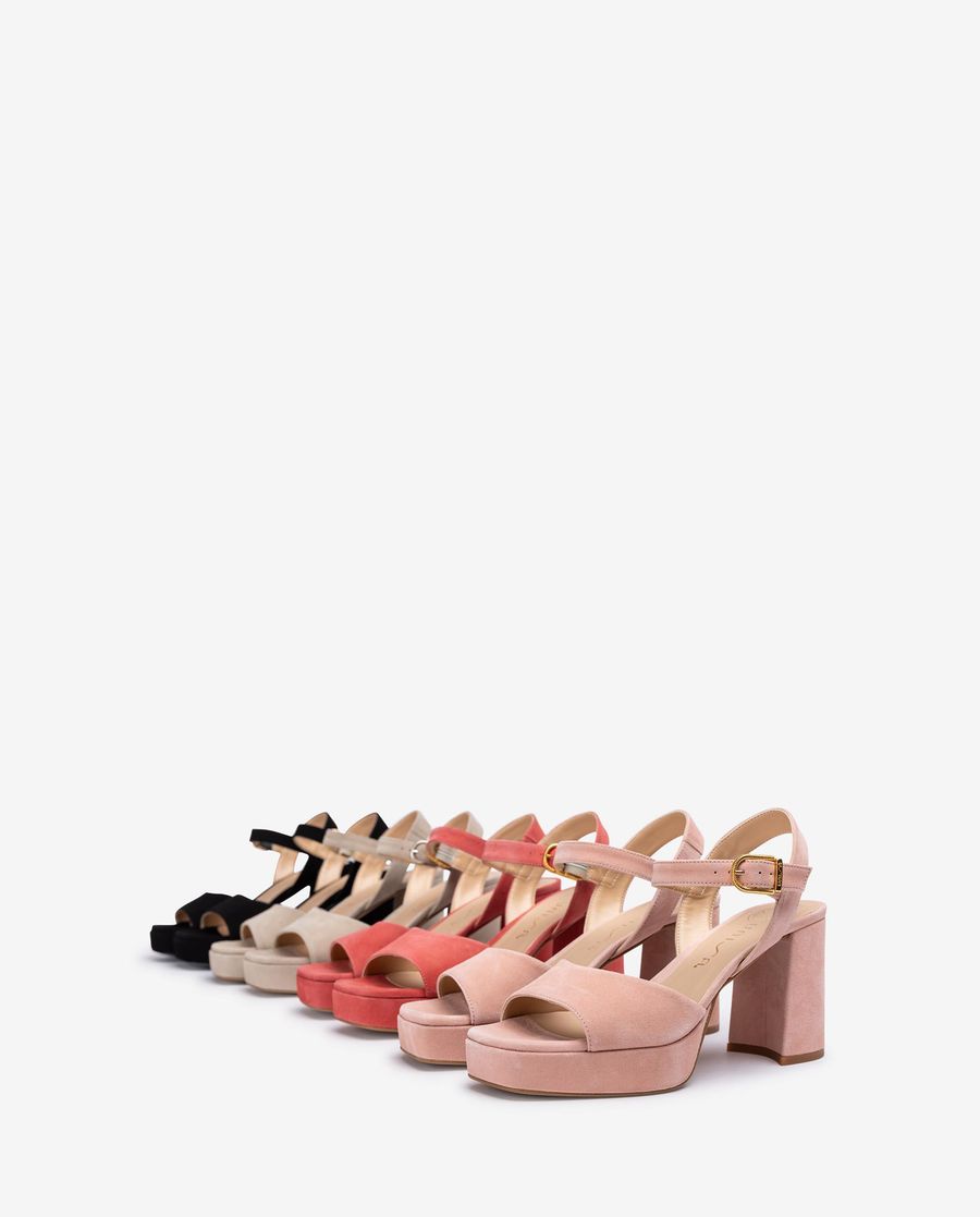 Sandales à talon carré en daim Unisa pour femme - Rose