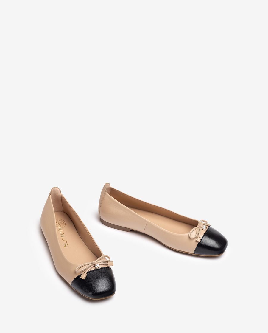 Ballerines à bout carré contrasté Unisa Femme - Beige