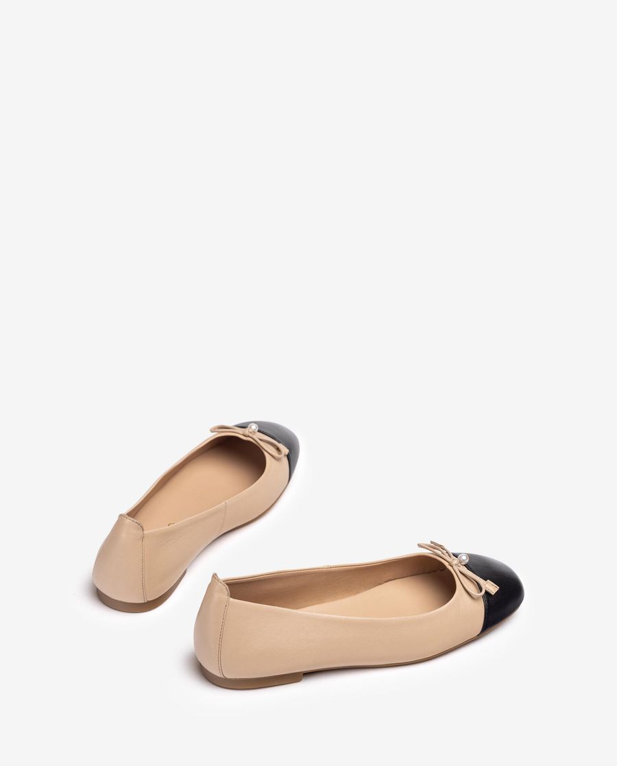 Ballerines à bout carré contrasté Unisa Femme - Beige